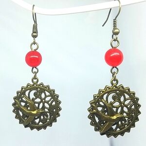 NEW Handmade red art glass earrings